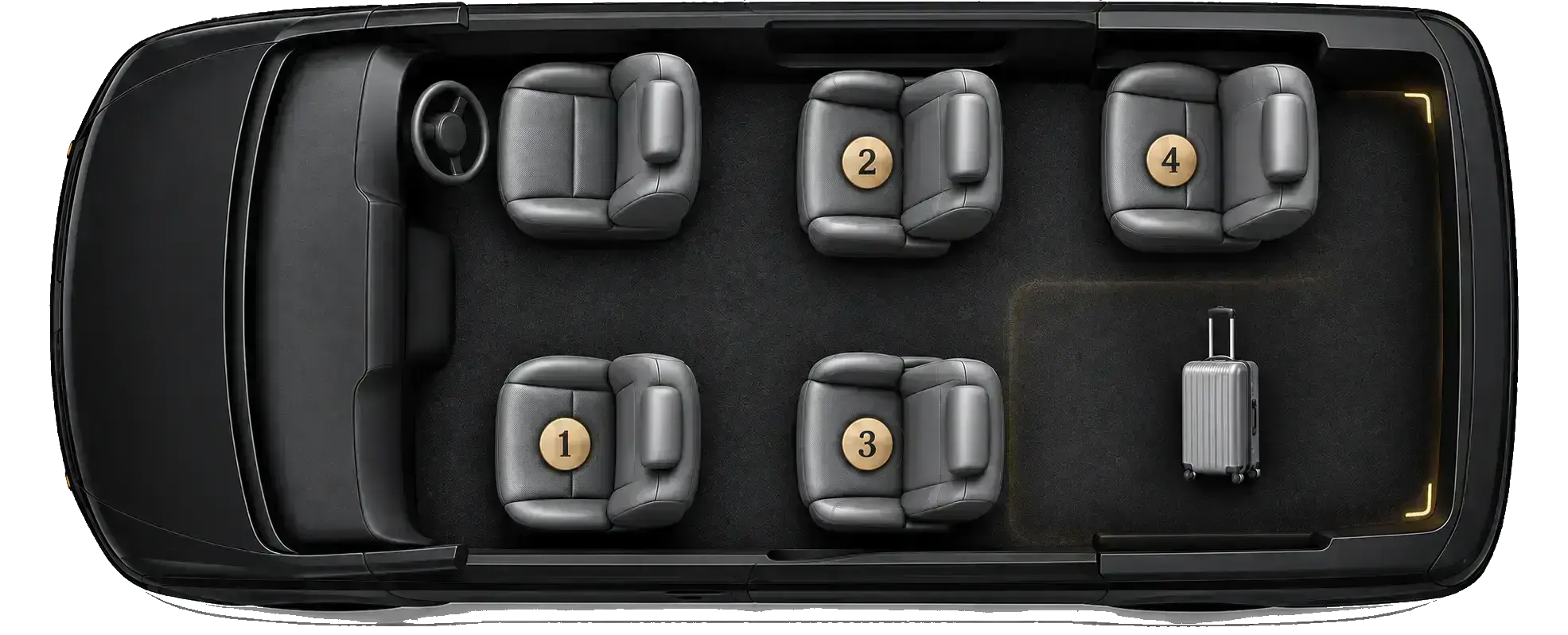 Toyota Alphard seating layout for 4 passengers
